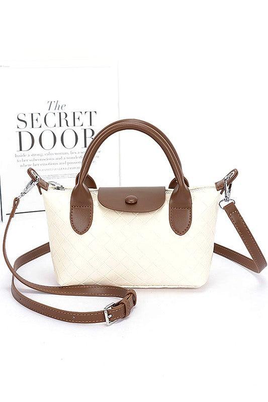 Embossed Textured Top Handle Small Crossbody Bag - Leo’s Look Your Best