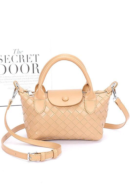 Embossed Textured Top Handle Small Crossbody Bag - Leo’s Look Your Best