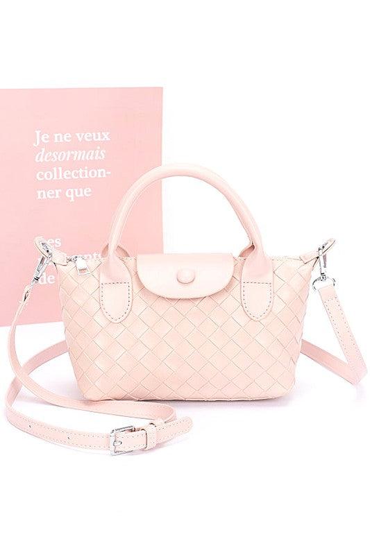 Embossed Textured Top Handle Small Crossbody Bag - Leo’s Look Your Best