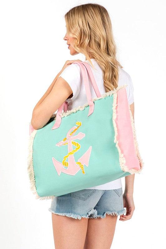 Anchor Fringe Oversize Fashion Tote - Leo’s Look Your Best