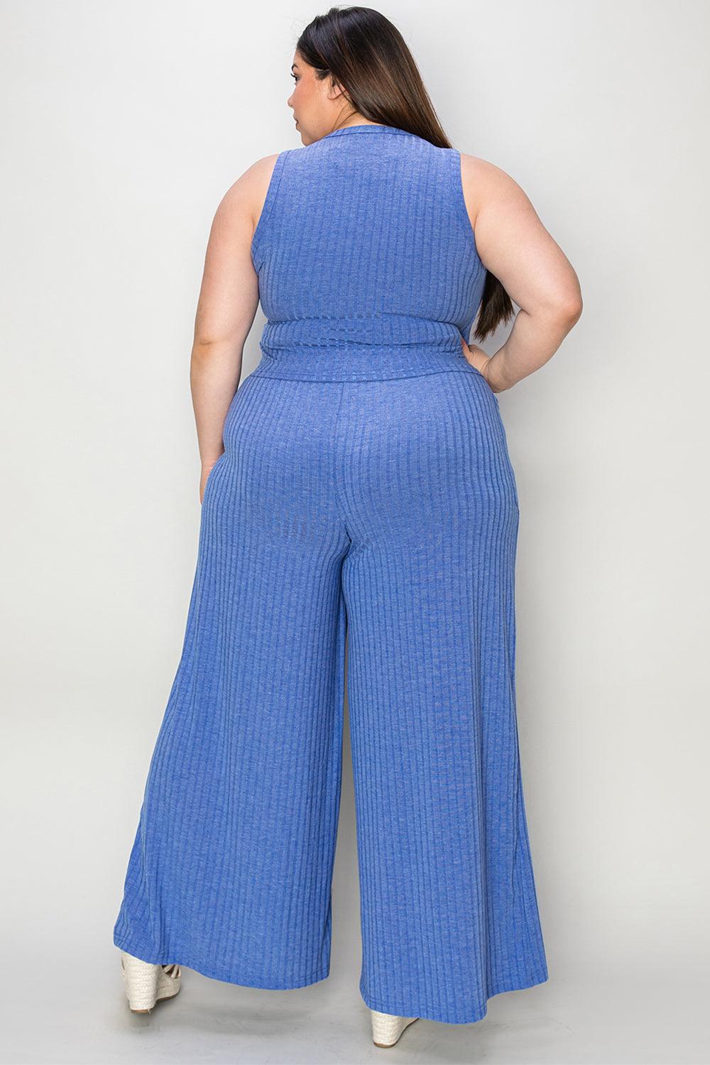 Basic Bae Full Size Ribbed Tank and Wide Leg Pants Set - Leo’s Look Your Best