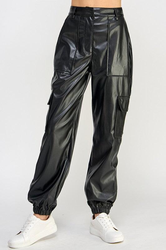 Relaxed Vegan Leather Cargo Pants - Leo’s Look Your Best