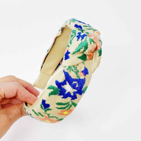 French Floral Embroidered Headband - Leo’s Look Your Best