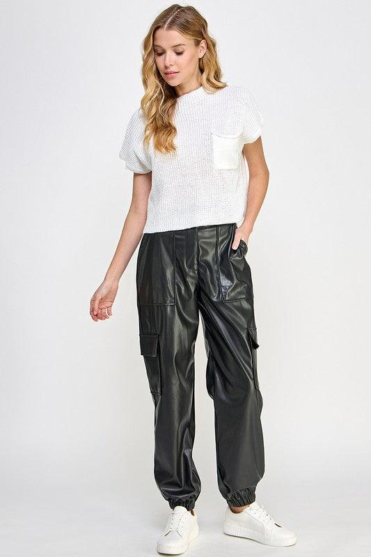 Relaxed Vegan Leather Cargo Pants - Leo’s Look Your Best