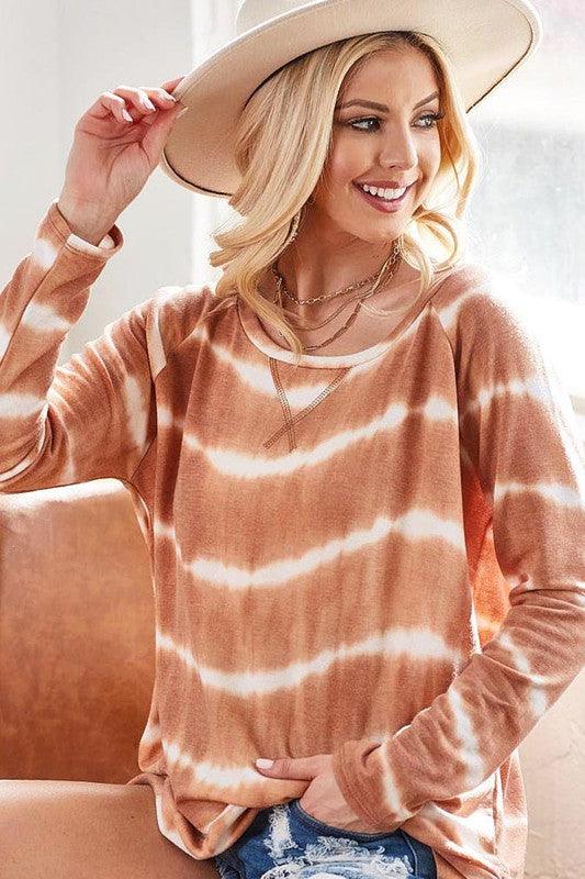 BiBi Tie Dye French Terry T-Shirt With Side Slits - Leo’s Look Your Best