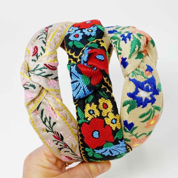 French Floral Embroidered Headband - Leo’s Look Your Best
