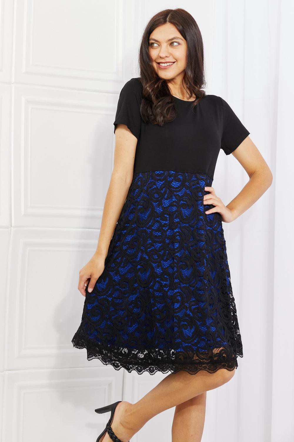 Yelete Full Size Contrasting Lace Midi Dress - Leo’s Look Your Best