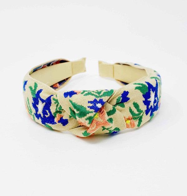 French Floral Embroidered Headband - Leo’s Look Your Best