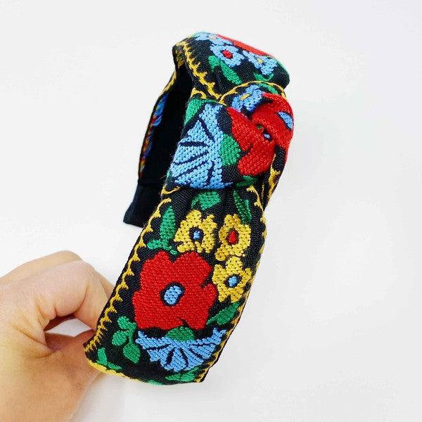 French Floral Embroidered Headband - Leo’s Look Your Best