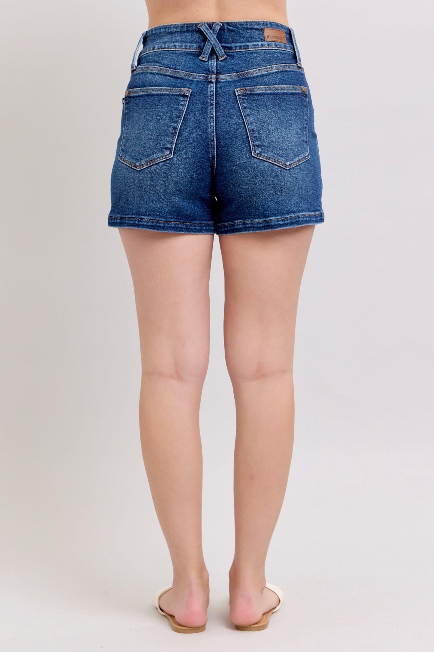 Judy Blue Full Size Double Button Waistband Denim Shorts Plus Size - Leo’s Look Your Best