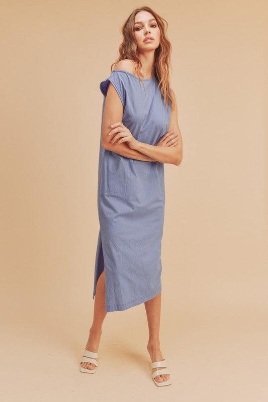 Aemi + Co Side Slit Round Neck Sleeveless Midi Dress - Leo’s Look Your Best