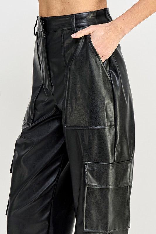 Relaxed Vegan Leather Cargo Pants - Leo’s Look Your Best