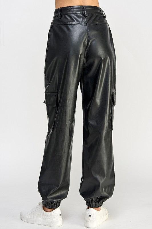 Relaxed Vegan Leather Cargo Pants - Leo’s Look Your Best
