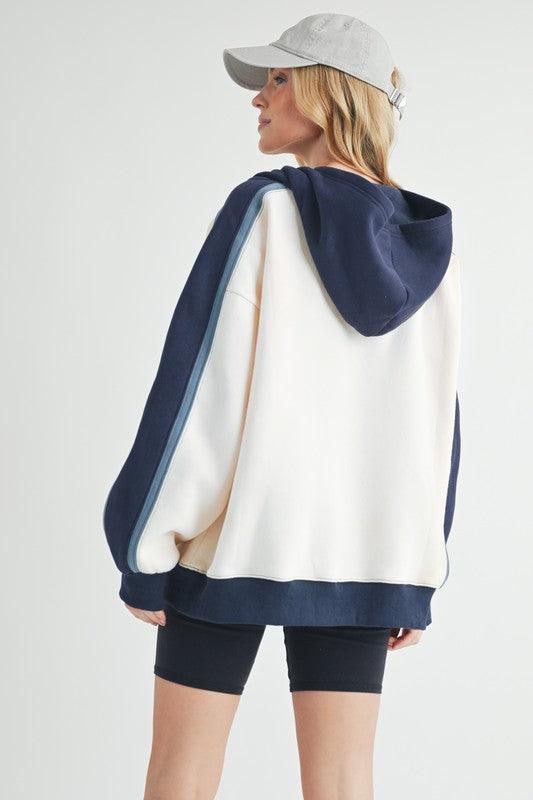 Aemi + Co Color Block Kangaroo Pocketed Hoodie - Leo’s Look Your Best