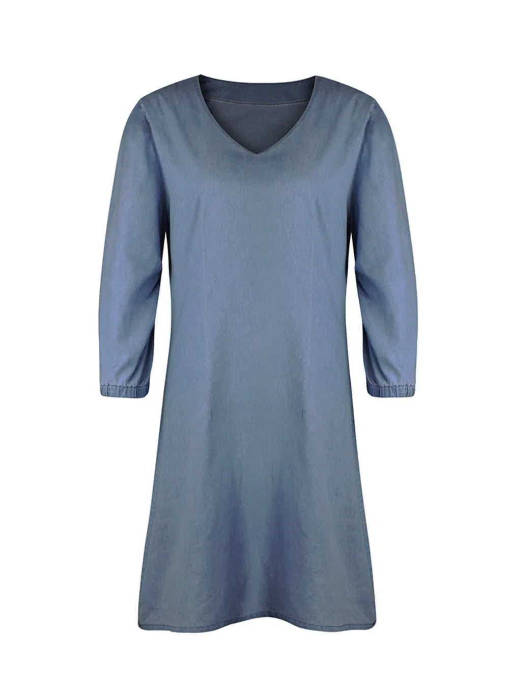 Blue dress with long sleeves on a white background