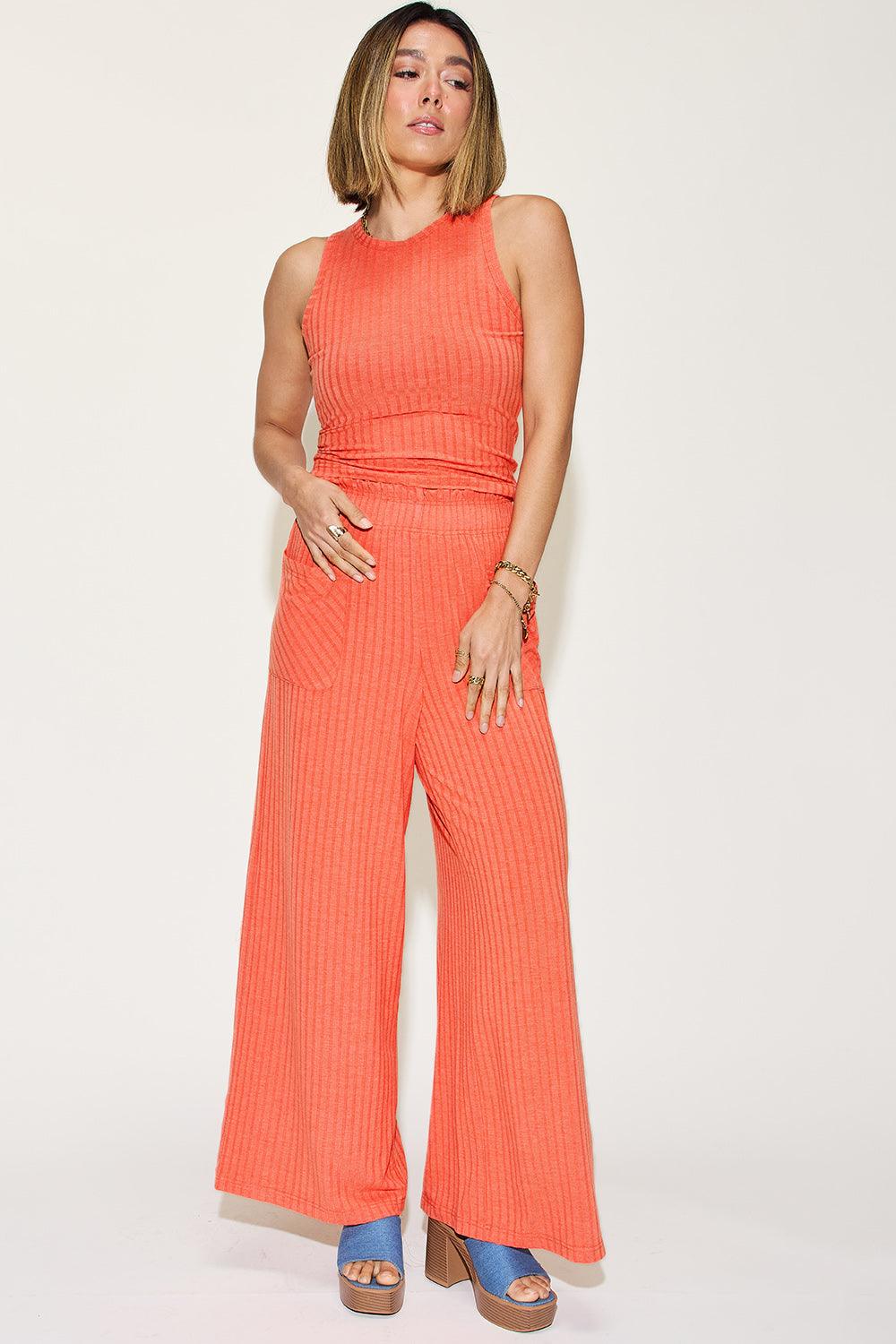 Basic Bae Full Size Ribbed Tank and Wide Leg Pants Set - Leo’s Look Your Best
