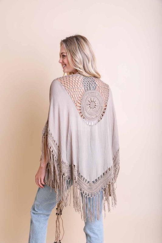 Crochet Medallion Tassel Kimono - Leo’s Look Your Best
