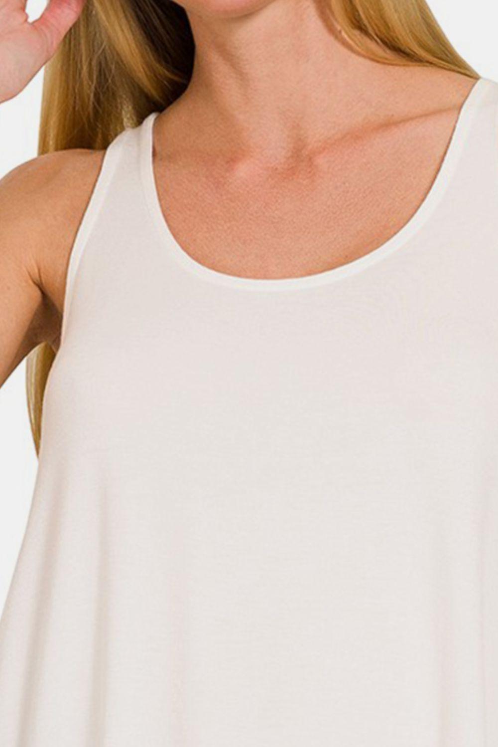 Zenana Round Neck Flowy Hem Tank - Leo’s Look Your Best
