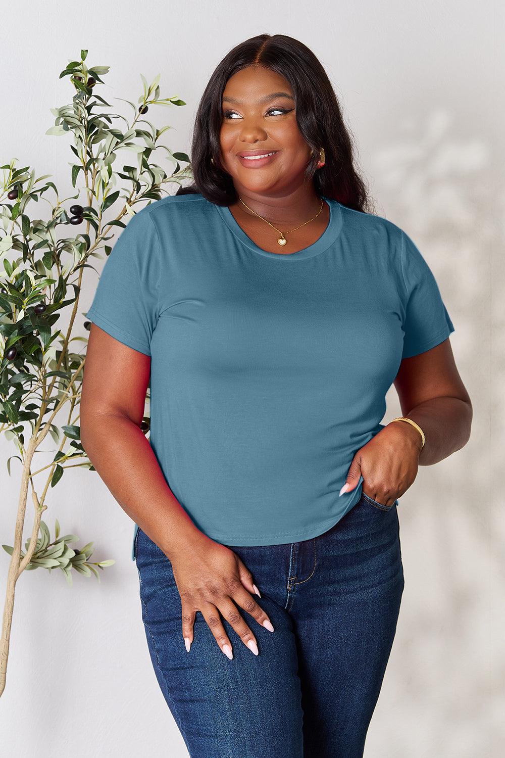 Basic Bae Full Size Round Neck Short Sleeve T-Shirt - Leo’s Look Your Best