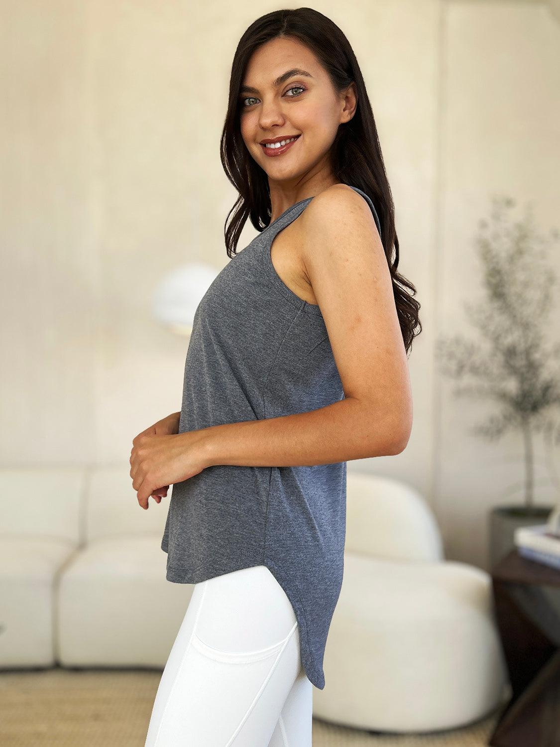 Basic Bae Full Size Round Neck Curved Hem Tank - Leo’s Look Your Best