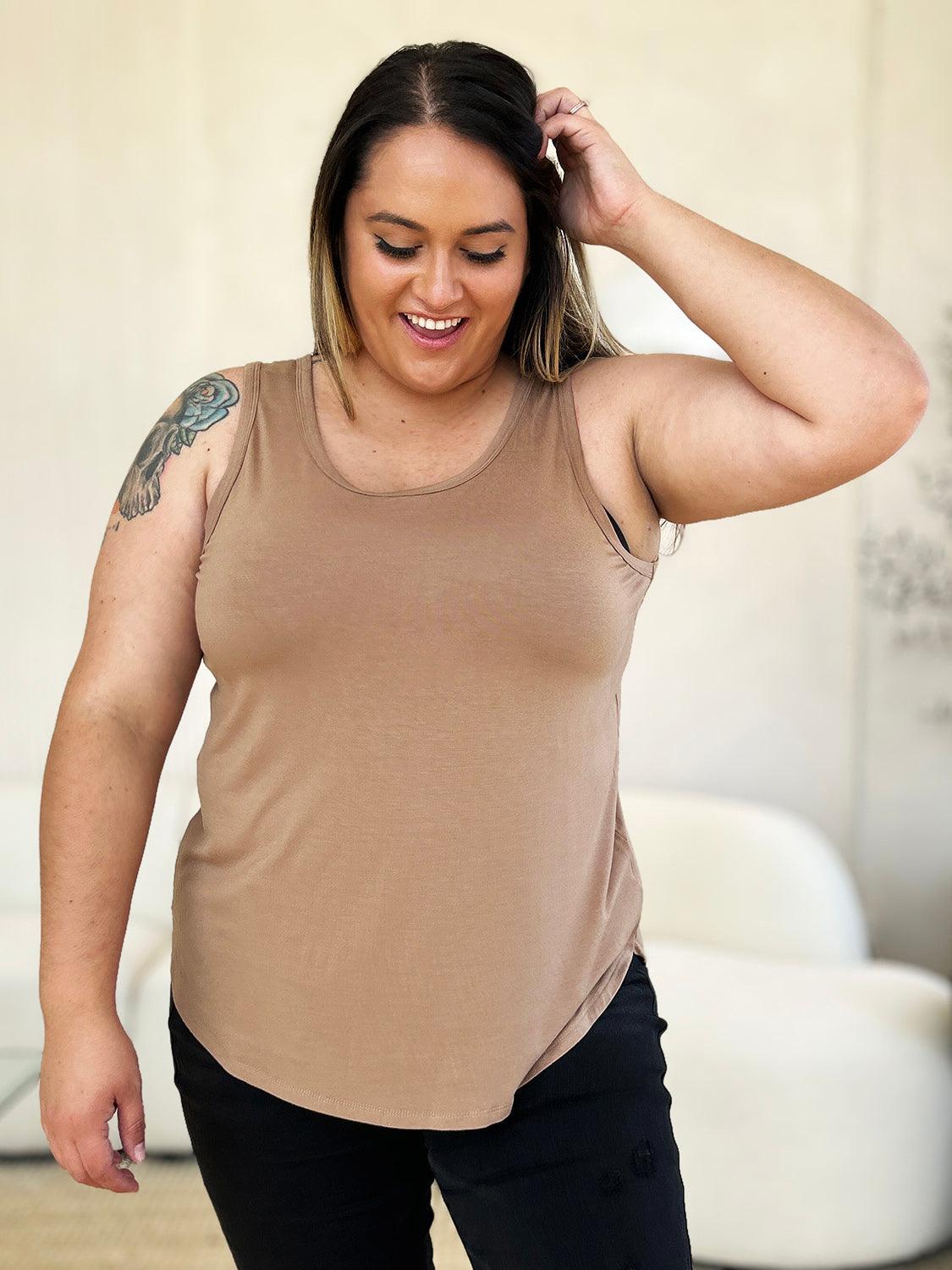 Basic Bae Full Size Round Neck Curved Hem Tank - Leo’s Look Your Best