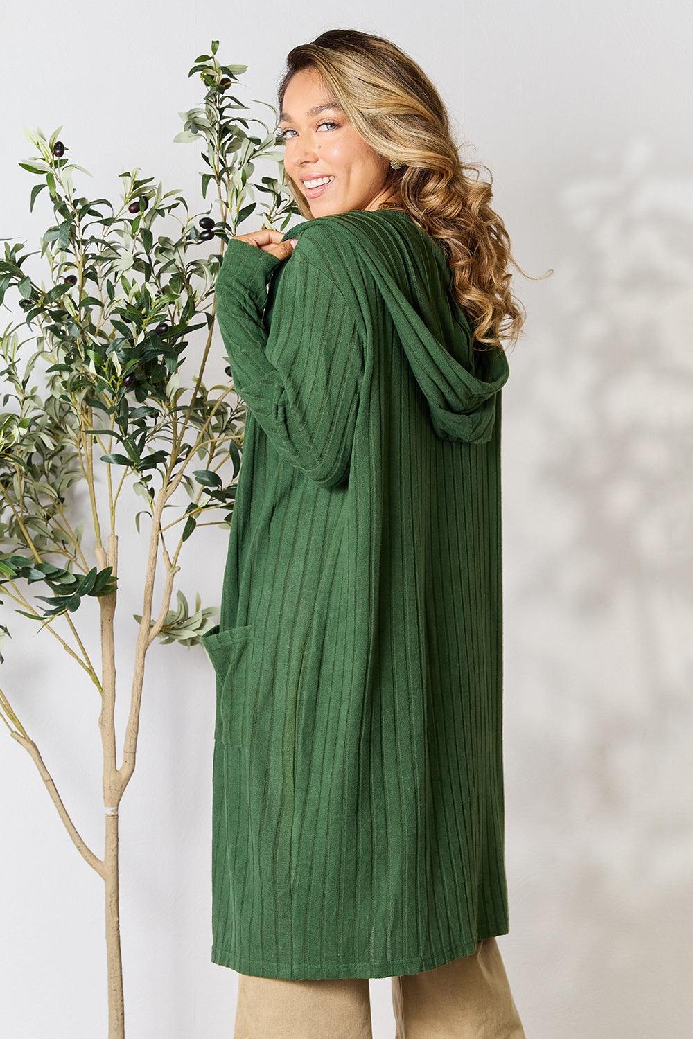 Basic Bae Full Size Hooded Sweater Cardigan - Leo’s Look Your Best