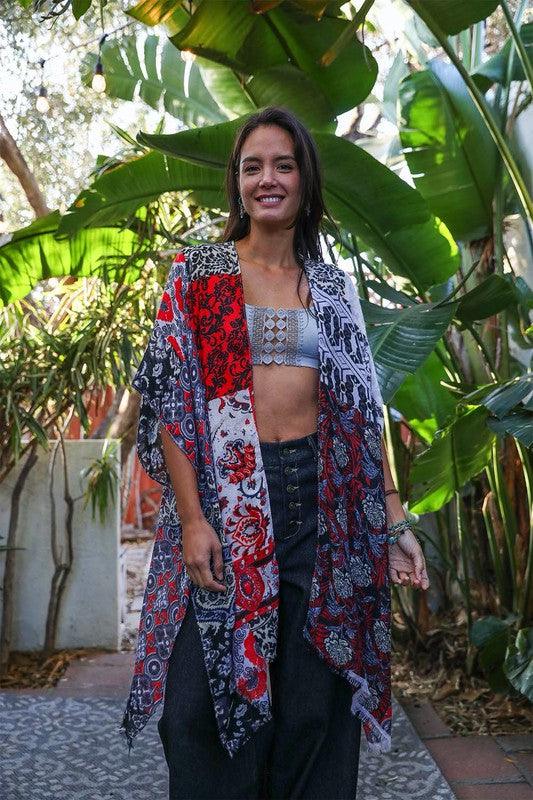 Boho Floral Patchwork Kimono - Leo’s Look Your Best