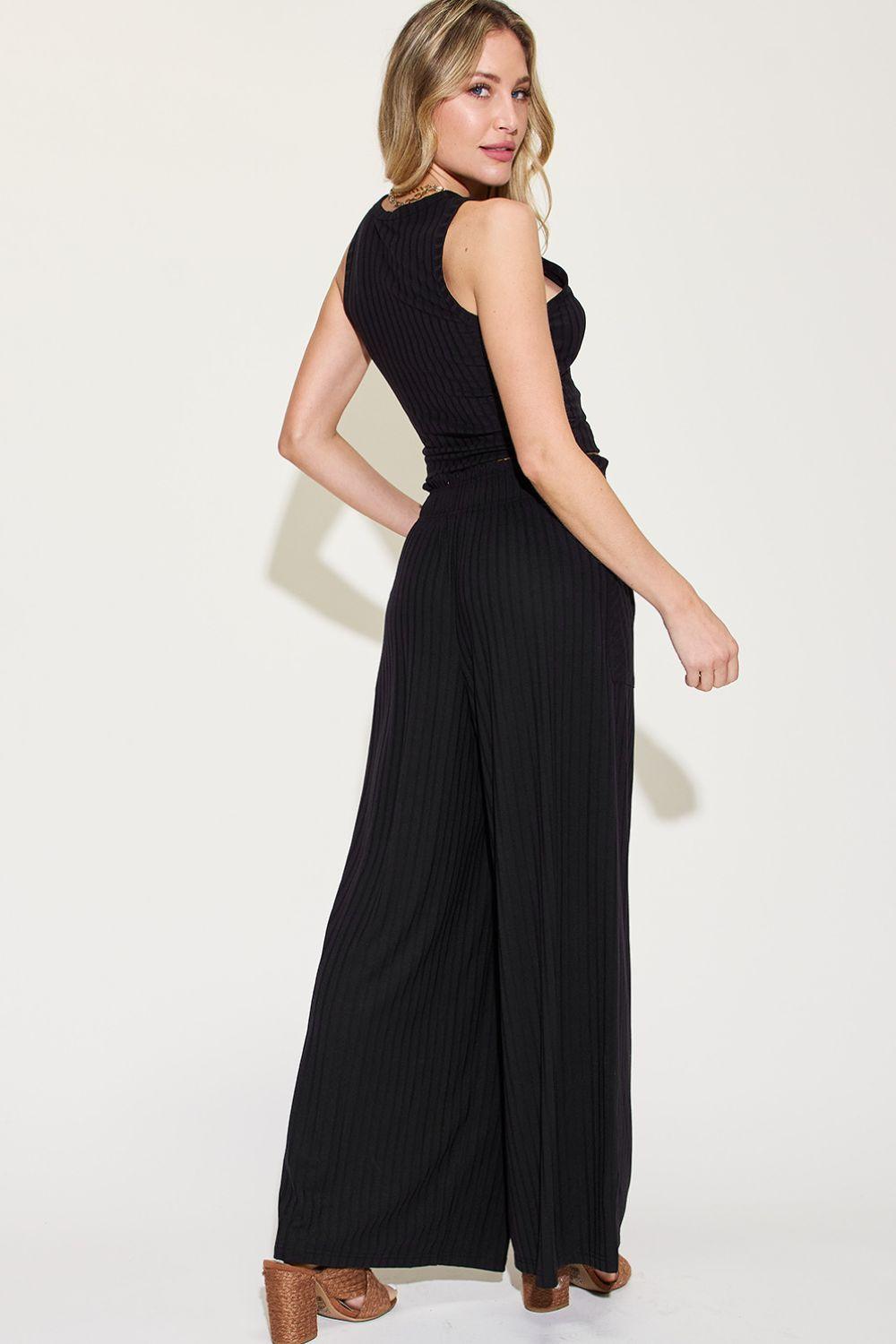 Basic Bae Full Size Ribbed Tank and Wide Leg Pants Set - Leo’s Look Your Best