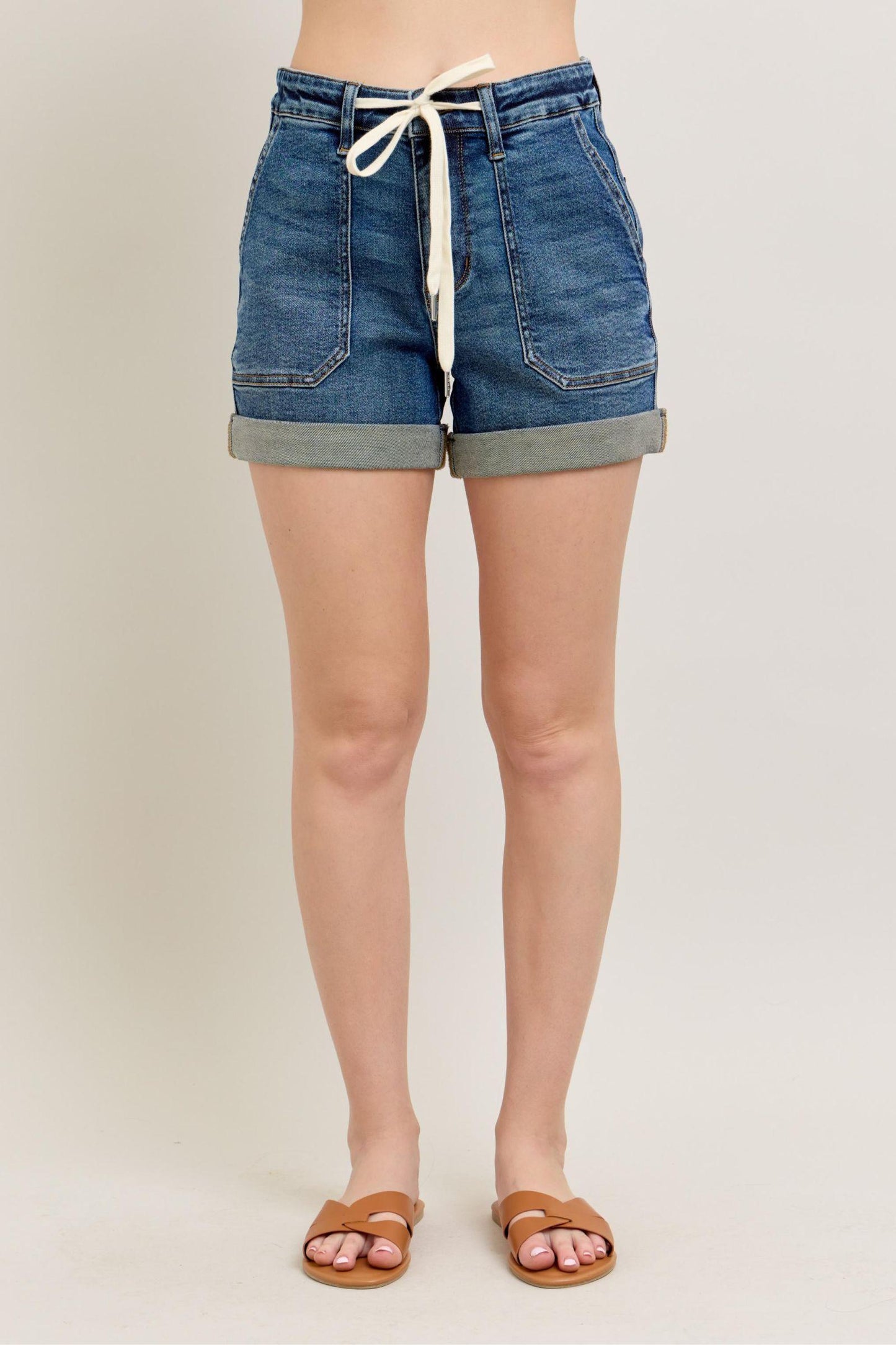 Judy Blue Full Size High Rise Cuff Denim Shorts Plus Size - Leo’s Look Your Best