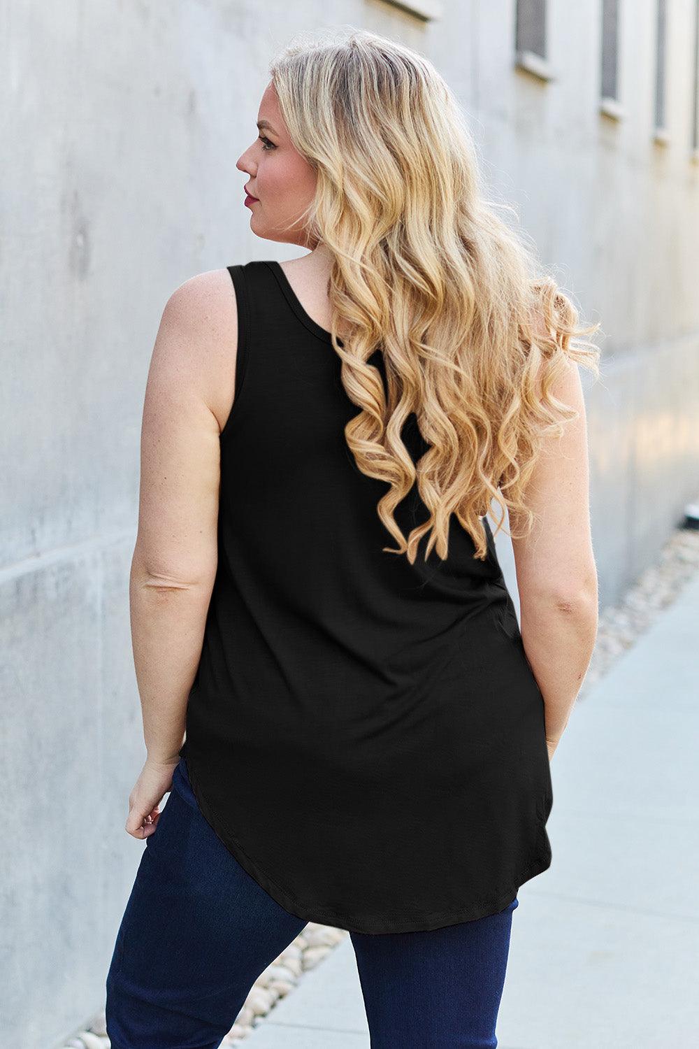 Basic Bae Full Size Round Neck Curved Hem Tank - Leo’s Look Your Best