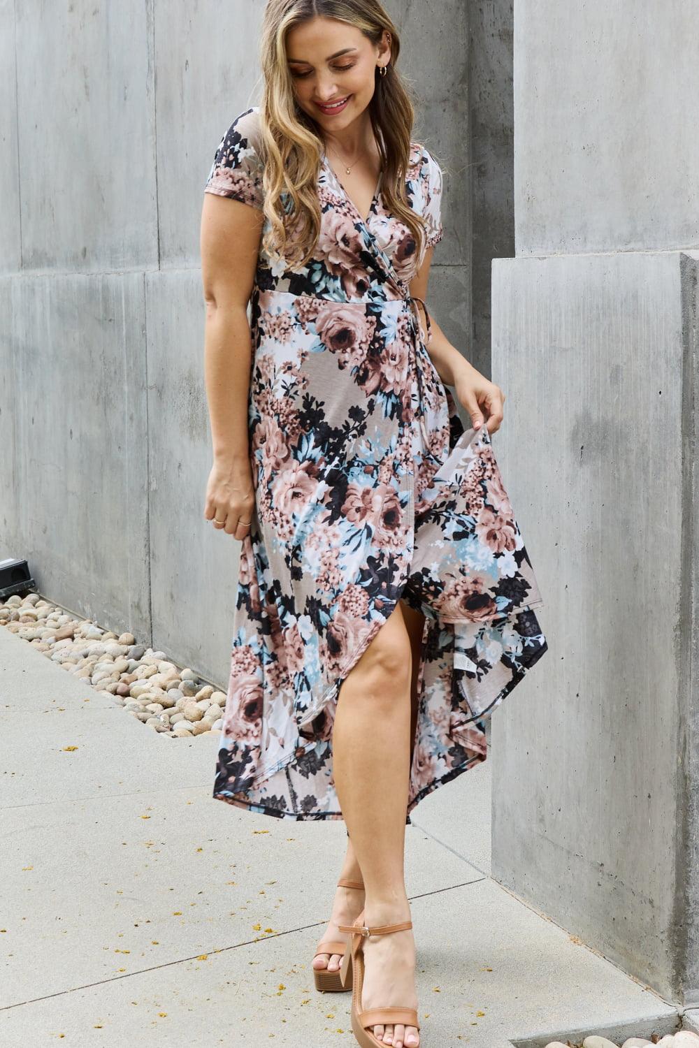 Heimish Give Me Roses Full Size Floral Maxi Wrap Dress - Leo’s Look Your Best