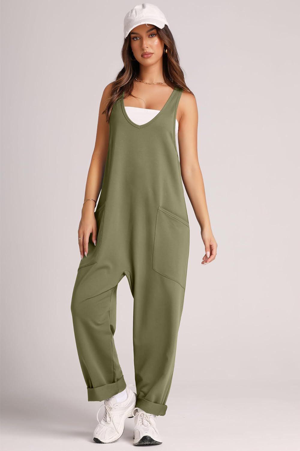 Lovelet V-Neck Wide Strap Overalls - Leo’s Look Your Best