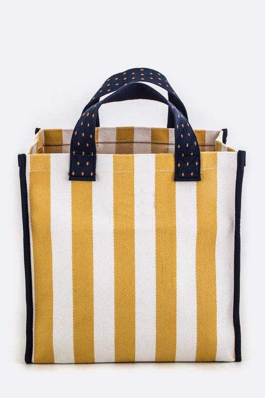 Boxy Striped Heavy Duty Canvas Shopping Tote - Leo’s Look Your Best