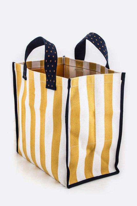 Boxy Striped Heavy Duty Canvas Shopping Tote - Leo’s Look Your Best