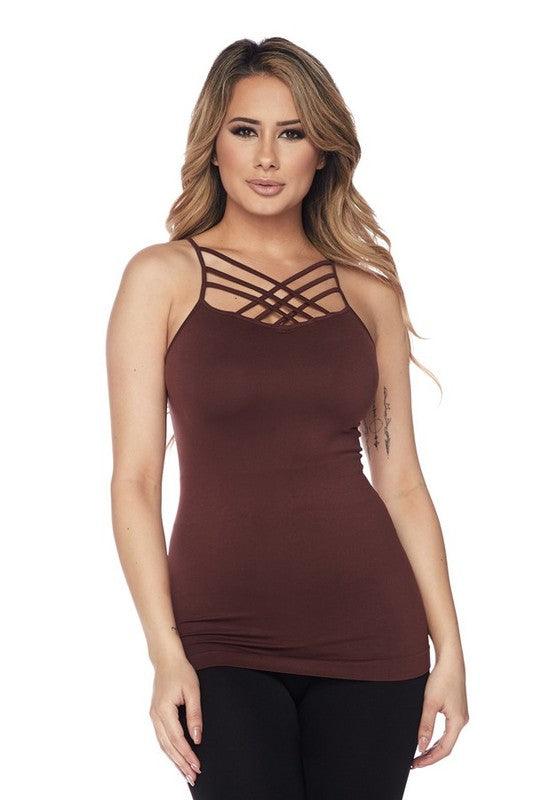 Womens Seamless Triple Criss-Cross Front Cami - Leo’s Look Your Best