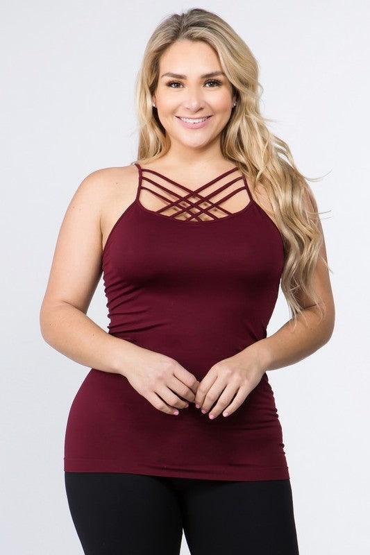Womens Seamless Triple Criss-Cross Front Cami - Leo’s Look Your Best