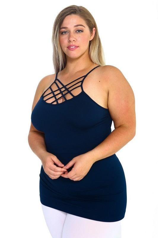 Womens Seamless Triple Criss-Cross Front Cami - Leo’s Look Your Best