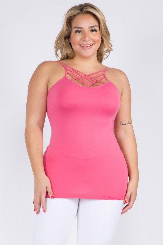 Womens Seamless Triple Criss-Cross Front Cami - Leo’s Look Your Best
