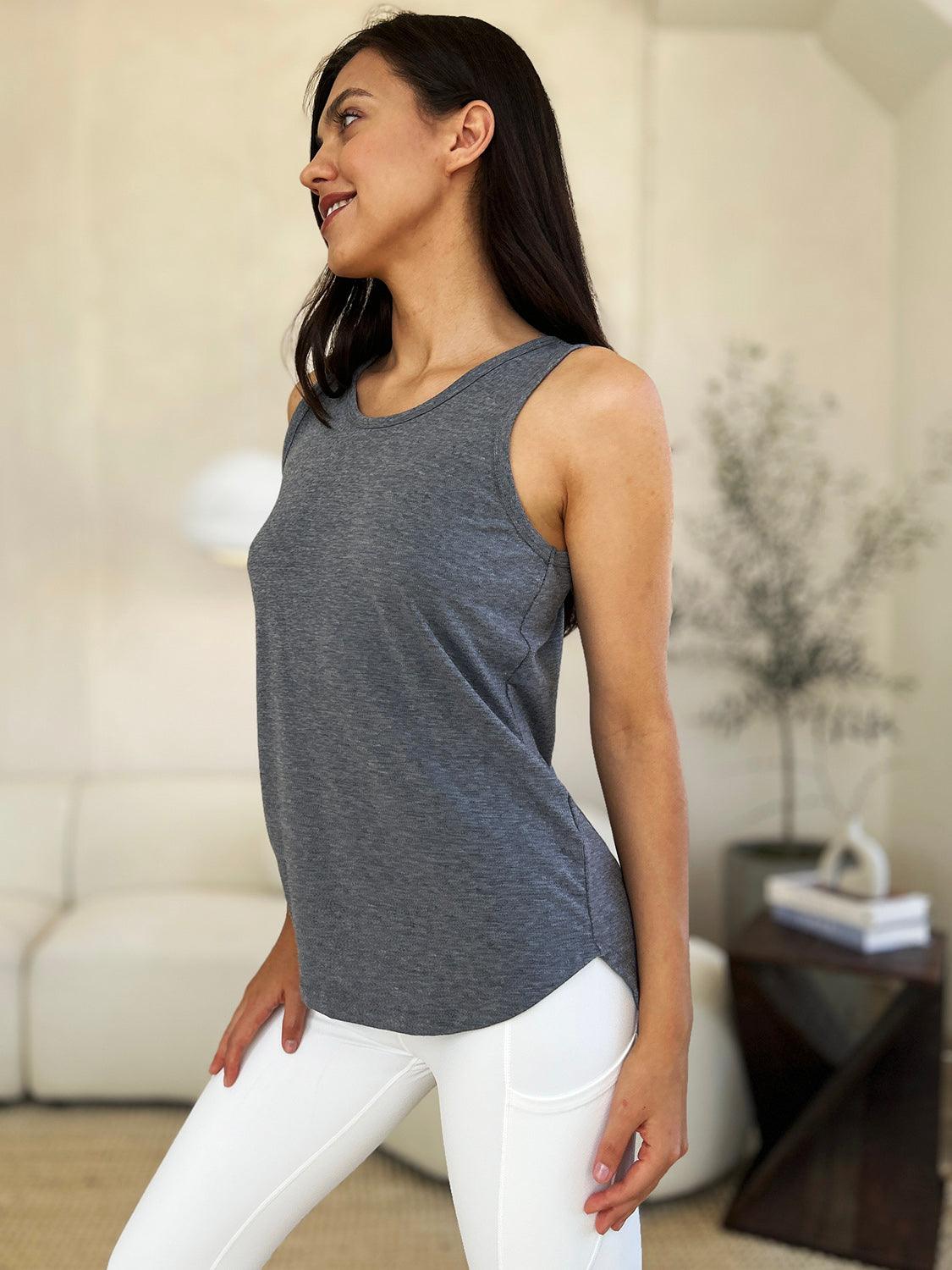 Basic Bae Full Size Round Neck Curved Hem Tank - Leo’s Look Your Best