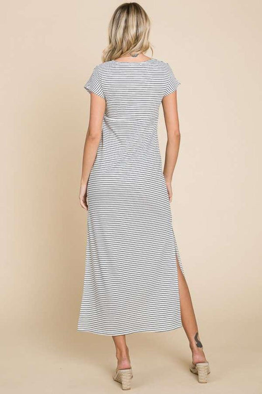Culture Code Full Size Striped Twisted Detail Dress - Leo’s Look Your Best