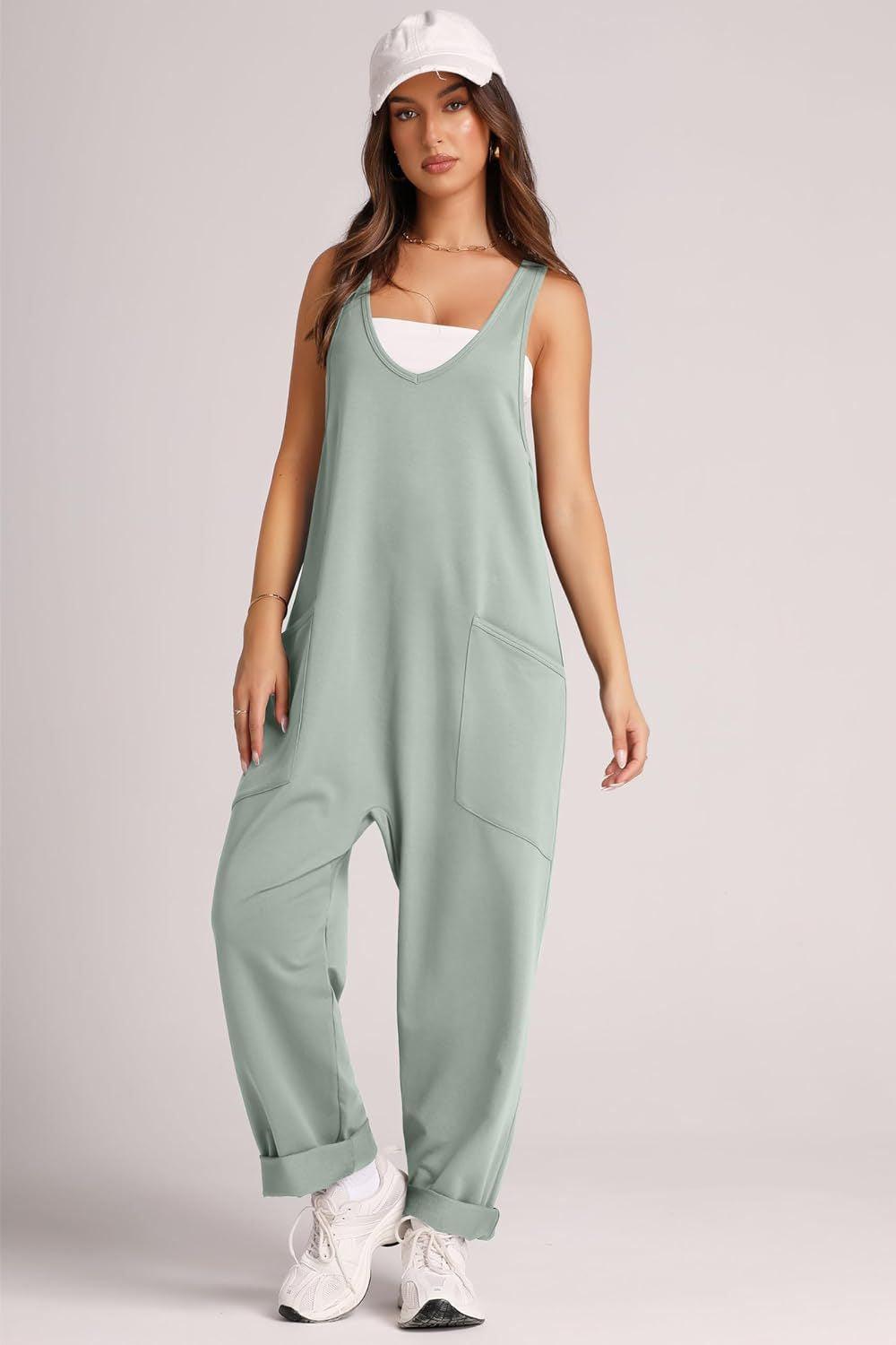 Lovelet V-Neck Wide Strap Overalls - Leo’s Look Your Best