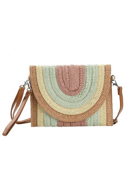 Contrast Color Convertible Straw Clutch Swing Bag - Leo’s Look Your Best