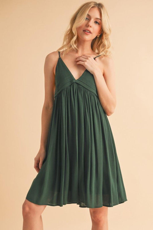 Aemi + Co Ruched Plunge Mini Cami Dress - Leo’s Look Your Best