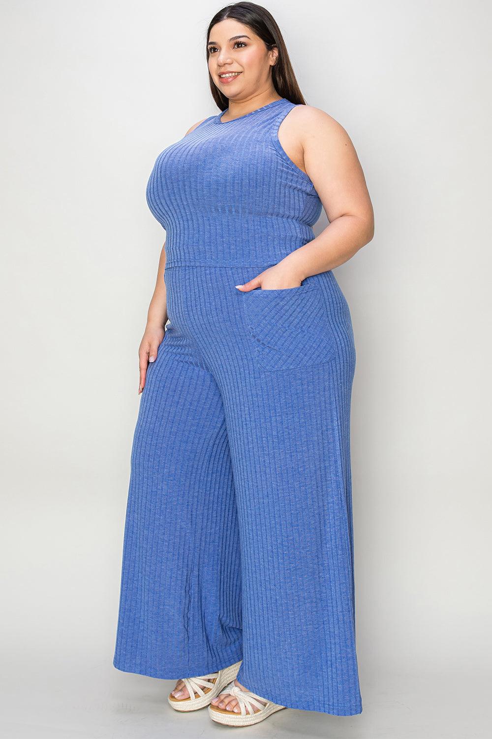 Basic Bae Full Size Ribbed Tank and Wide Leg Pants Set - Leo’s Look Your Best