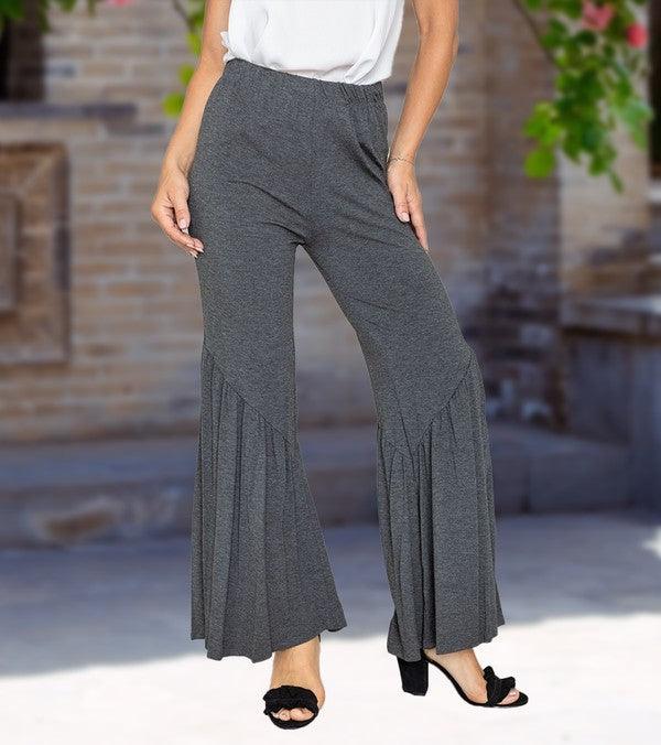 Diagonal Trim Ruffle Hem Pants - Leo’s Look Your Best