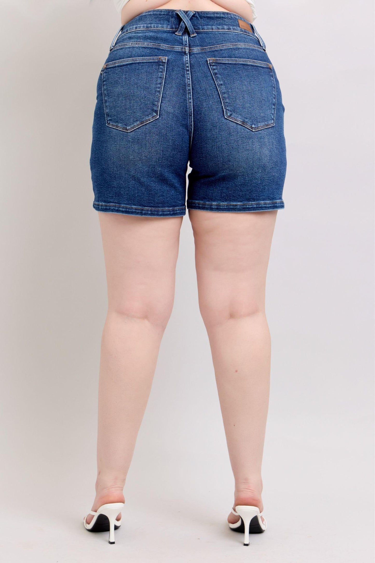 Judy Blue Full Size Double Button Waistband Denim Shorts Plus Size - Leo’s Look Your Best