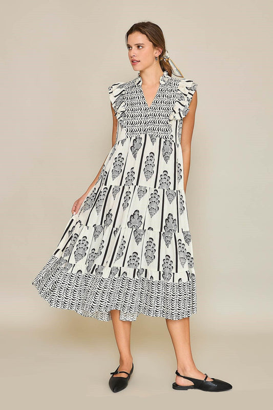 Umgee Full Size Boarder Print Midi Dress Plus Size - Leo’s Look Your Best