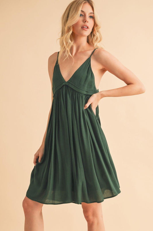 Aemi + Co Ruched Plunge Mini Cami Dress - Leo’s Look Your Best