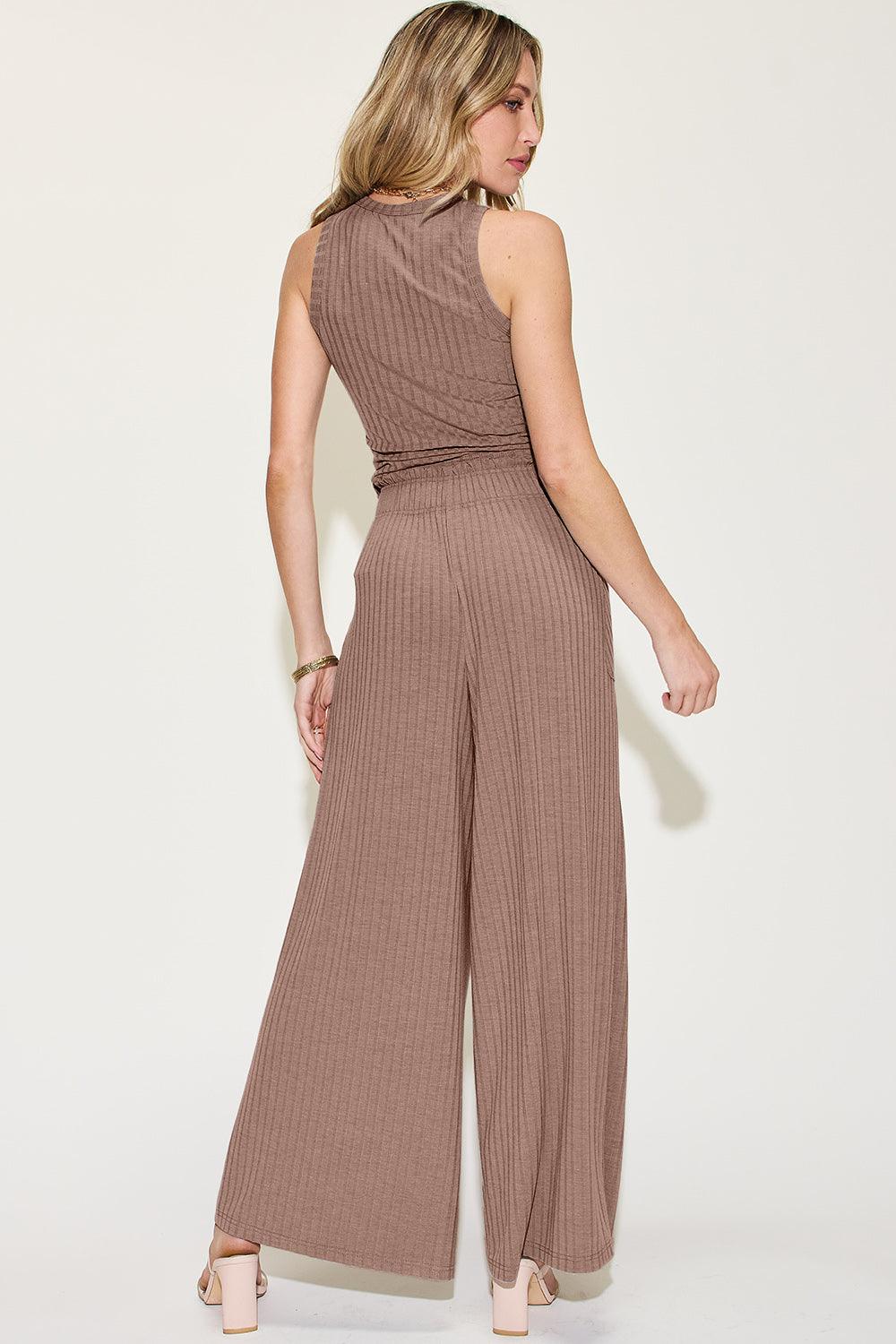 Basic Bae Full Size Ribbed Tank and Wide Leg Pants Set - Leo’s Look Your Best