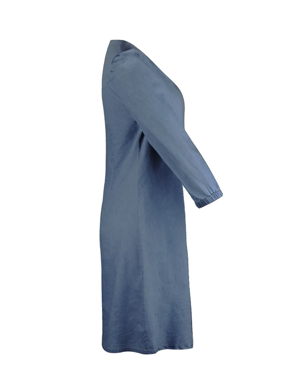 Blue dress with long sleeves on a white background